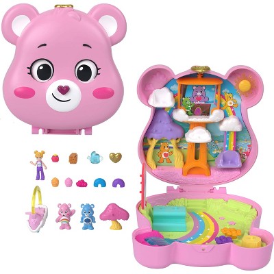 Polly Pocket Care Bears Dolls and Playset with Toy Car and Themed Accessories, Compact Travel Toy