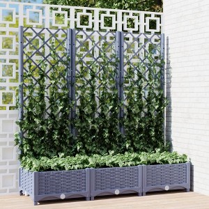 vidaXL Garden Planter with Trellis Dark Gray 47.2"x15.7"x47.8" PP - 1 of 4