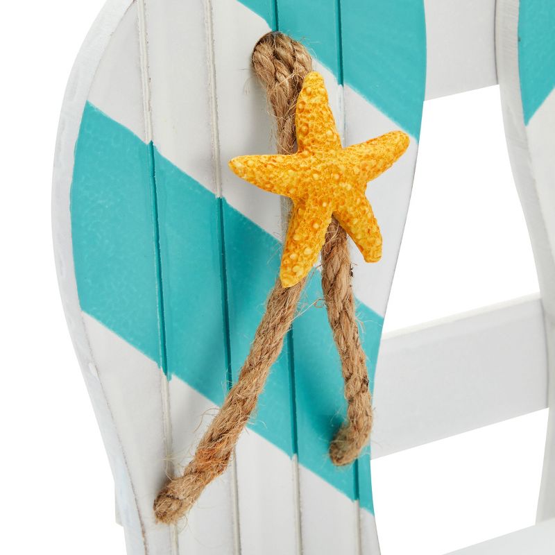 Okuna Outpost Nautical Hooks with Shelf, Decorative Starfish Slippers, Wall Hanging Decor with 2 Hooks (8 x 3 x 11 Inches), 5 of 9