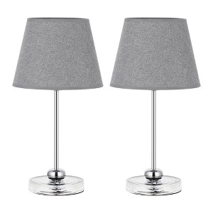 Oumilen Modern Silver Bedside Lamp with Acrylic Base, Set of 2 - 1 of 1