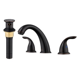 CASAINC 8 in. Widespread Double Handle Bathroom Sink Faucet 3 Hole with Stainless Steel Pop Up Drain in Brushed Gold - 1 of 1
