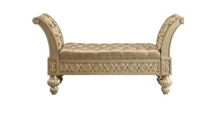 66&#34; Seville PU Bench Gold Finish - Acme Furniture, 2 of 6, play video