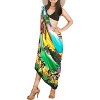 LA LEELA Women's Long Beachwear Pareo Swimsuit Swimwear Sarong Wrap Cover up Wraps One Size Green, Floral - 3 of 4