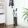Steel Umbrella Stand with Drip Tray - Freestanding Holder for Canes & Walking Sticks, 4 Hooks, Rust-Resistant, Matte Black - 3 of 4
