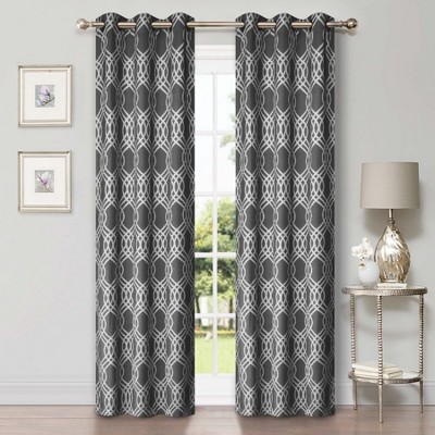 Scrolling Ribbon Trellis Room Darkening Semi-Blackout Curtains, Set of 2 by Blue Nile Mills