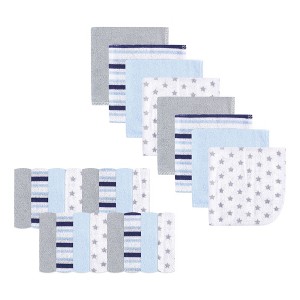 Luvable Friends Baby Boy Super Soft Bundle Washcloths, Stars Stripes, One Size - 1 of 1