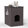 Wooden Pet House Cat Litter Box Enclosure with Drawer, Side Table, Indoor Pet Crate, Cat Home Nightstand - image 2 of 3