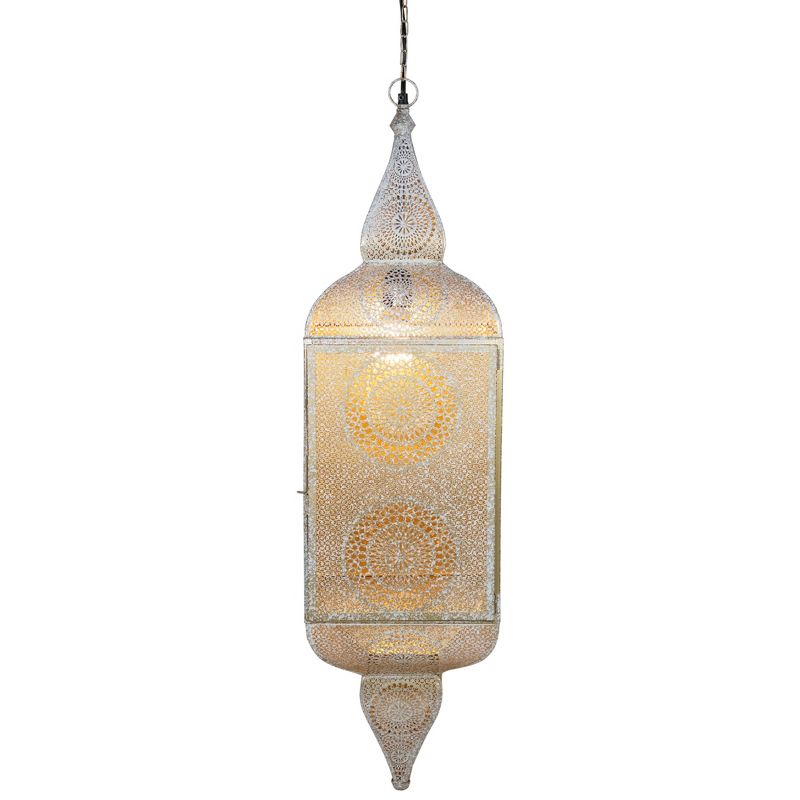 Northlight 35" White and Gold Moroccan Style Hanging Lantern Ceiling Light Fixture, 1 of 4