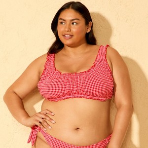 Women's Gingham Seersucker Ruffle Bralette Bikini Top - Wild Fable™ - 1 of 3