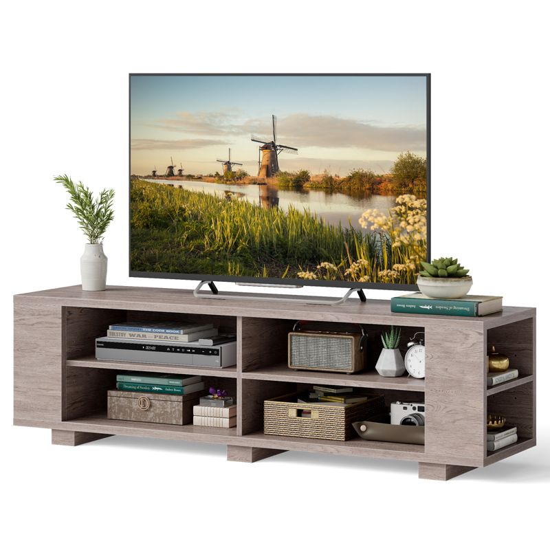 Tangkula TV Stand for 65 Inches TVs Modern Entertainment Center with 8 Open Shelves & 4 Cable Holes MDF TV Console Table, 1 of 11