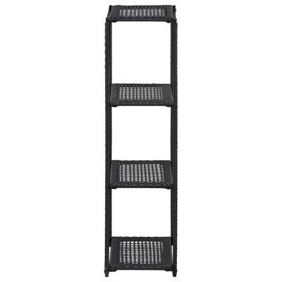 vidaXL Storage Shelf Black Poly Rattan Compact Storage Shelf Square - 47.2"