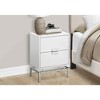 Vynxaria Contemporary Modern Accent Table Glossy White Laminate, Chrome Metal Base, 2 Storage Drawers, Versatile as Side/End Table & Nightstand - 2 of 4