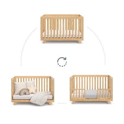 Natural Wood 3-in-1 Convertible Crib with Adjustable Mattress Base