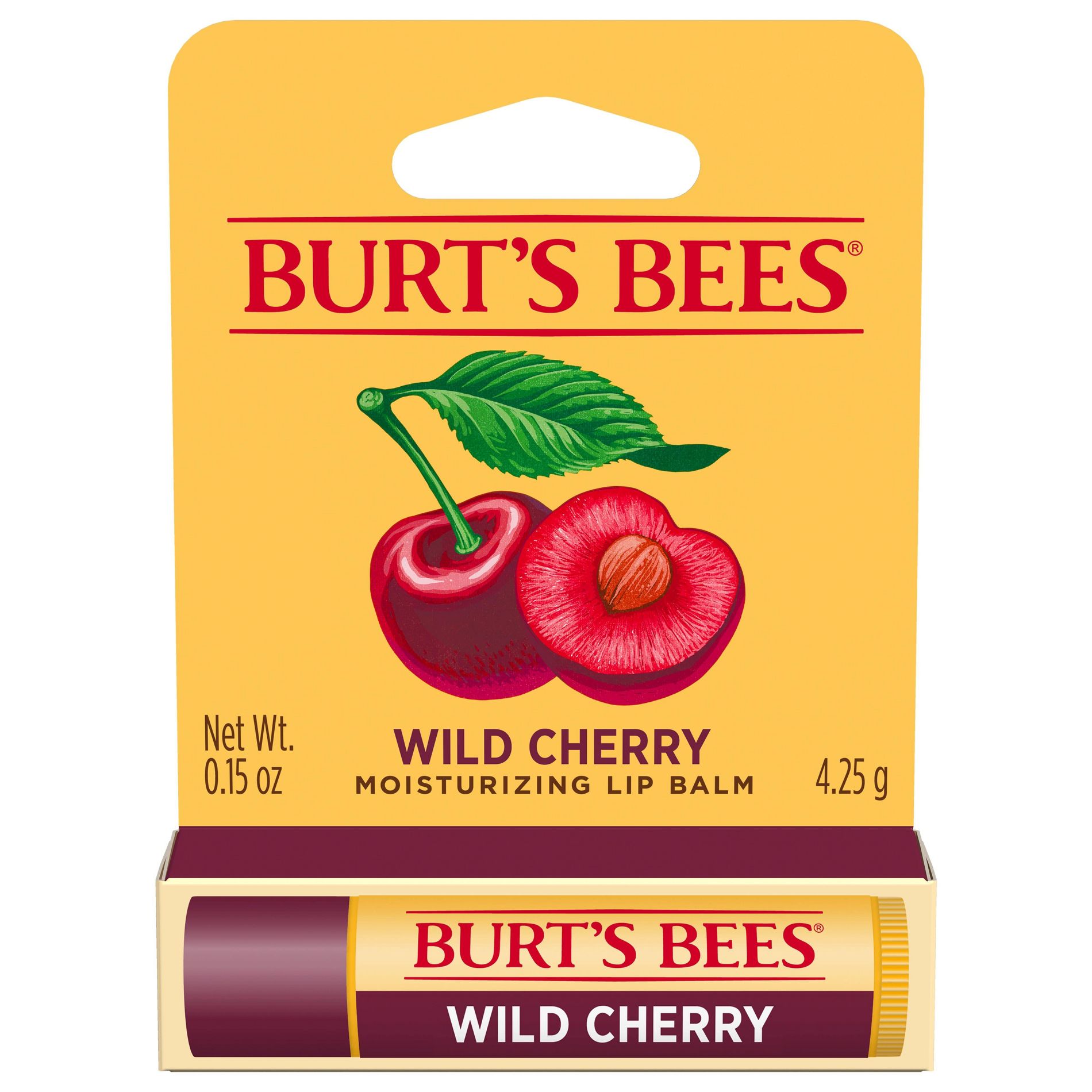 Burt's Bees Wild Cherry Lip Balm - 0.15oz: Moisturizing, Paraben-Free, Sulfate-Free, Phthalate-Free