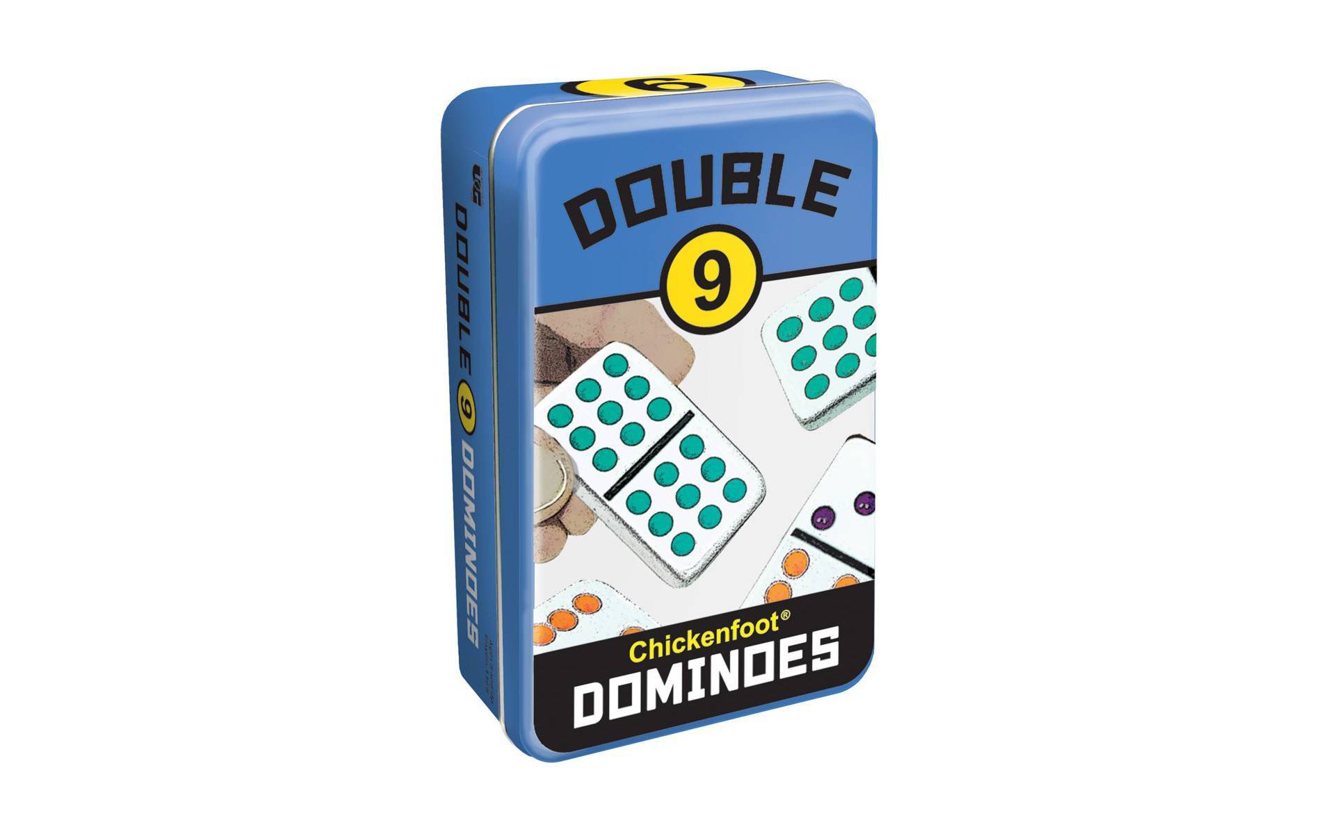 University Games Double 9 Chickenfoot Dominoes Board Game: Educational Party Game for 1-8 Players, Includes Storage Tin