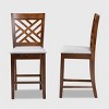 Set of 2 Caron Fabric Upholstered Wood Counter Height Pub Chair Set Gray/Walnut - Baxton Studio - 3 of 4