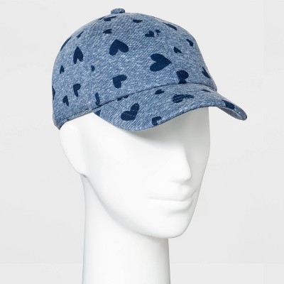 Girls' Heather Jersey Heart Printed Hats - Cat & Jack™ Blue
