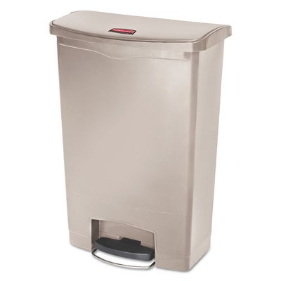 Rubbermaid Commercial Slim Jim Resin Step-On Container,  24 gal, Polyethylene, Beige