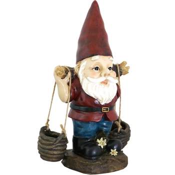 Sunnydaze Peter with a Pair of Pails Gnome Indoor/Outdoor Lightweight Resin Lawn and Garden Statue - 14" H