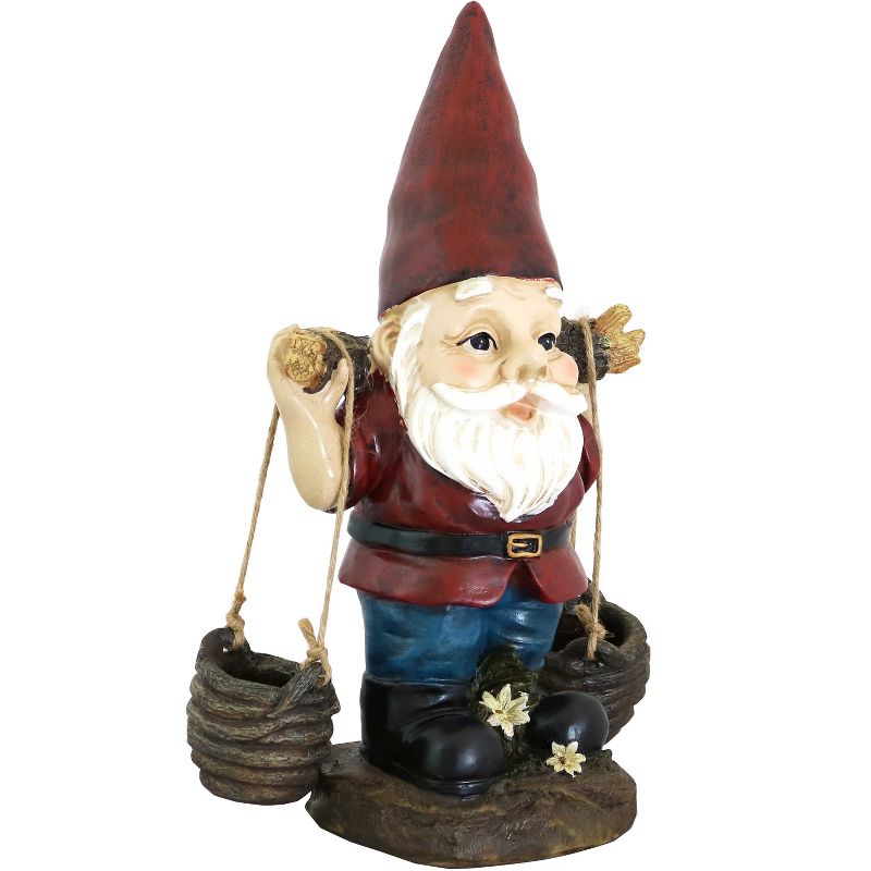 Sunnydaze Peter with a Pair of Pails Gnome Indoor/Outdoor Lightweight Resin Lawn and Garden Statue - 14" H, 1 of 8