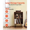 VEVOR Record Player Stand, 3 Tiers Turntable Stand with Record Storage, Holds up to 150 Albums, Vinyl Record Storage Cabinet with Metal Legs, Brown - 3 of 4