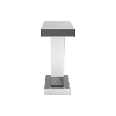 Silver Mirrored Glass and Wood Console Table, 47"