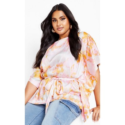Women's Plus Size Sunset Print Top - sunset haze | CITY CHIC
