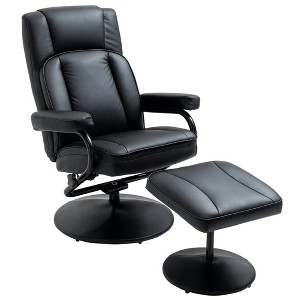 Swivel Recliner, Manual PU Leather Armchair with Ottoman Footrest for Living Room, Office, Bedroom - 1 of 4