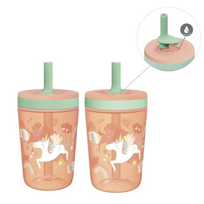 LunaLulinlk 15oz Toddler Cups For Travel or At Home, Durable Plastic Sippy Cups With Leak-Proof Design is Perfect For Kids (Unicorn)