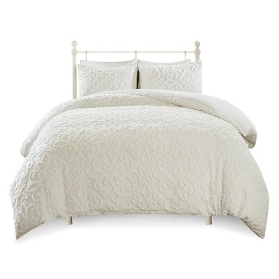 Gracie Mills Eldridge 3-Piece Tufted Chenille Floral Medallion Duvet Cover Set