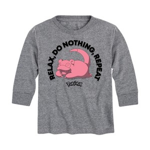 Boys' - Pokémon - Slowpoke Relax Do Nothing Repeat Long Sleeve Graphic T-Shirt - 1 of 4