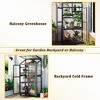 62" H Patio Wood Greenhouse, Balcony Portable Cold Frame with Wheels and Adjustable Shelves for Outdoor Indoor Use - ModernLuxe - 4 of 4