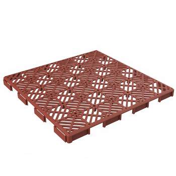Deck Tiles - 30-Pack Polypropylene Interlocking Patio Tiles Outdoor Flooring for Balcony, Porch, and Garage by Pure Garden (Terracotta)