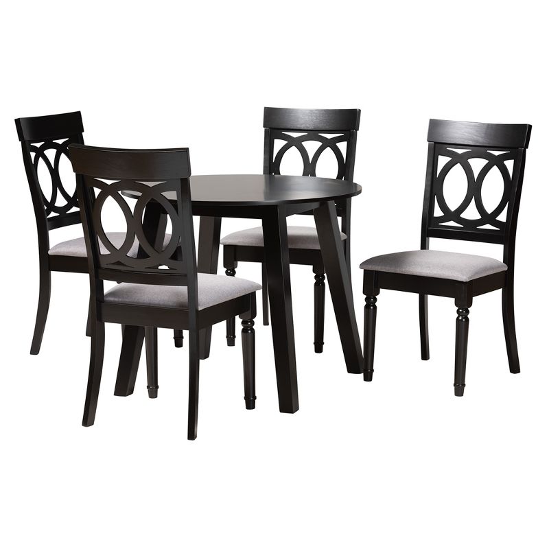Baxton Studio Charlottle Modern Grey Fabric and Dark Brown Finished Wood 5-Piece Dining Set, 2 of 10