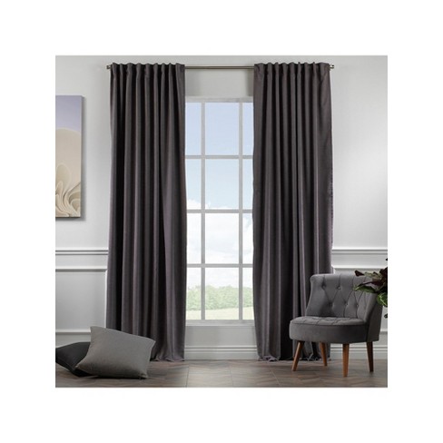 Towels Beyond Extra Long Room Darkening Faux Velvet Curtain Panels
