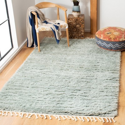 Casablanca Blue Hand-Knotted New Zealand Wool Shag Rug 4' x 6'