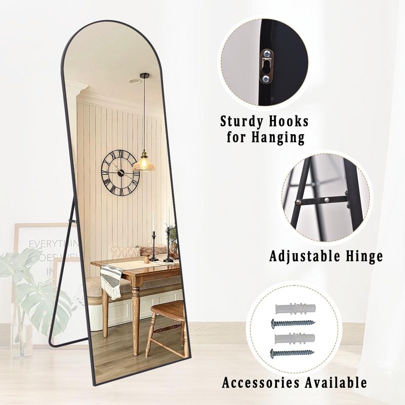 BEAUTYPEAK Rectangle With Rounded Top Full Length Mirrors, 4 of 5