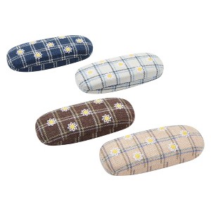 Zodaca 4 Pack Hard Shell Sunglasses Case for Women, Eyeglass and Eyewear Holders in 4 Plaid Designs - 1 of 4