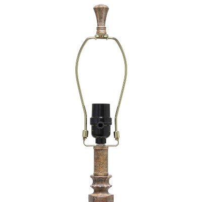 Antique Bronze Adjustable Nightstand Lamp with Carved Base and Empire Shade