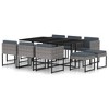 vidaXL 11 Piece Patio Dining Set- Weather-Resistant Poly Rattan Gray Dining Set with Cushions Includes Table, Chairs, and Stools - 2 of 4