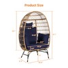 TiramisuBest Oversized Wicker Egg Chair with Cushion & Pillow, 600lbs ¨C Indoor/Outdoor for Porch/Backyard/Balcony (Dark Blue) - 3 of 4