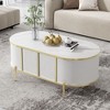 NicBex Modern Luxury Oval Fluted Coffee Table with Storage Cabinets,Marble-Patterned Top & Metal Legs,Living Room Furniture - 2 of 4