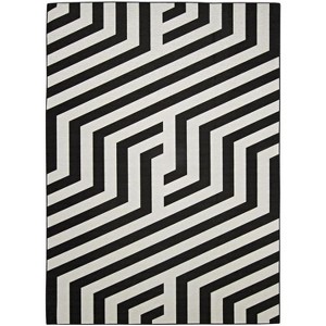 HomeStock Outdoor Washable Myers Ivory & Black 3' X 5', Machine Woven with Printed Designs, Coastal - 1 of 4