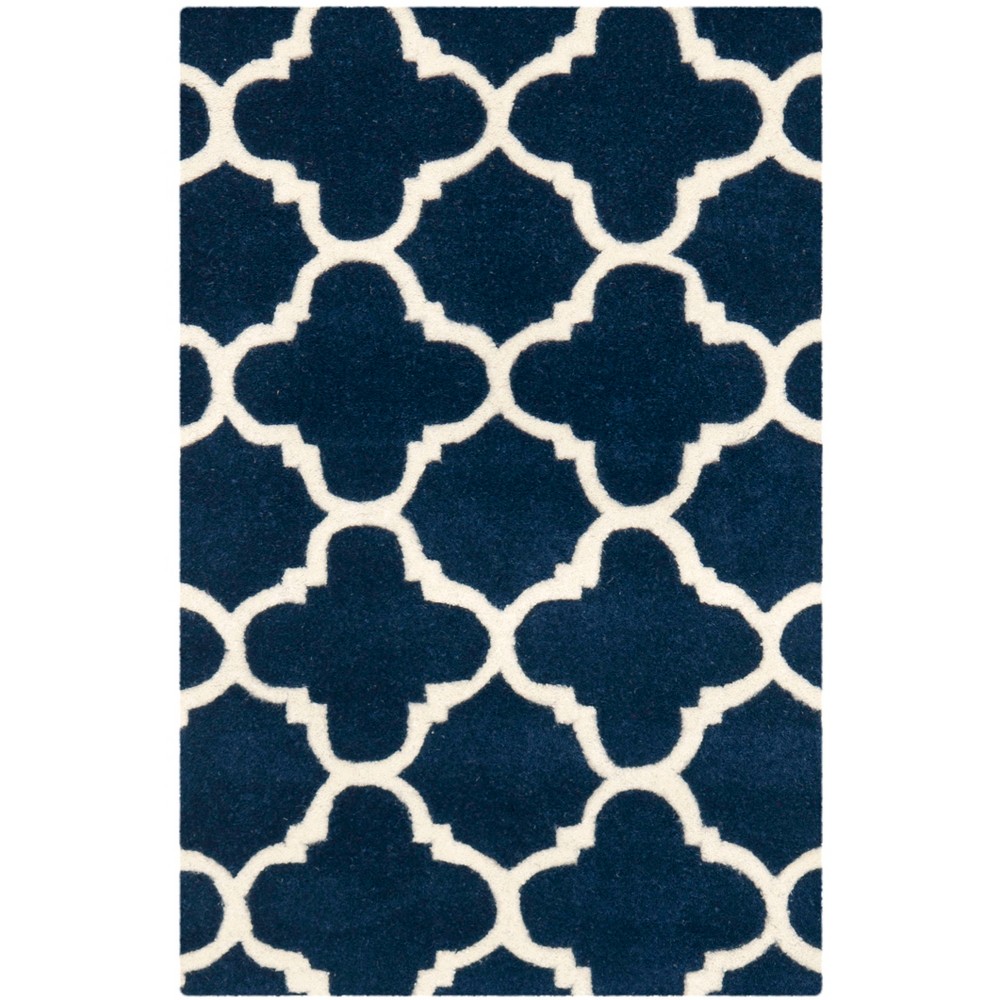 2'x3' Tufted Quatrefoil Design Accent Rug Dark Blue - Safavieh