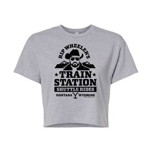 Women's - Yellowstone - Rip Wheelers Train Station Cropped Graphic T-Shirt - 1 of 4