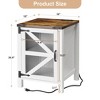 Farmhouse Nightstand with Charging Station, 18" Bedside End Table with Barn Mesh Door - 2 of 4