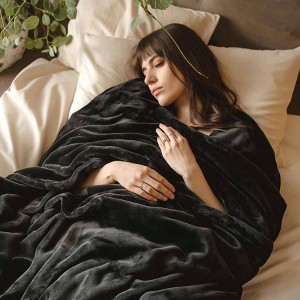 Queen Fleece Blanket, 90x90 Inches, Black, Soft Microfiber, Cozy Luxurious - 1 of 3