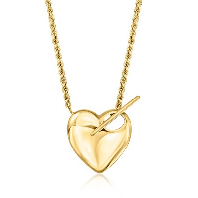 Ross-Simons Italian 14kt Yellow Gold Heart Toggle Necklace