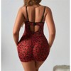Clotth Womens Leopard Print Lingerie Set - Ruched Mesh Chemise, Elegant Babydoll with & Thong, Transparent Fishbone Bra, Leopard - 2 of 4
