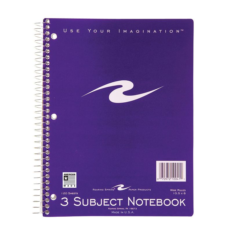 Roaring Spring Paper Products Spiral Notebook, 3-Subject, 120 Pages, Pack of 6, 2 of 3
